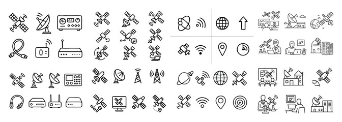 Obraz premium Satellite communication icons set