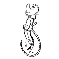 Edgy rat character doodle in streetwear. Grunge, punk, sketch