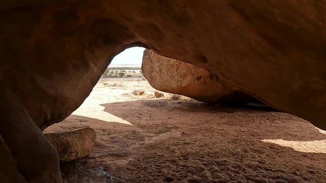Tcharkuldu Rock, Majestic Granite Outcrop and Famous Natural Landmark Under Blue Sky, Eyre Peninsula, South Australian Outback
