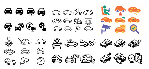Diverse car icons and symbols collection