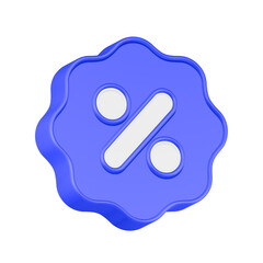 3d rendering icon discount in blue button