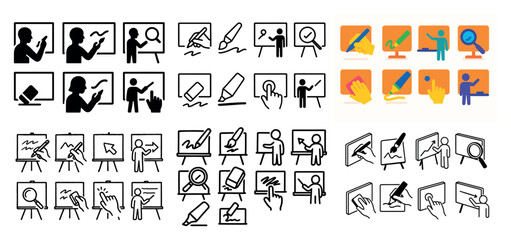 Icon set for writing and presentation tools