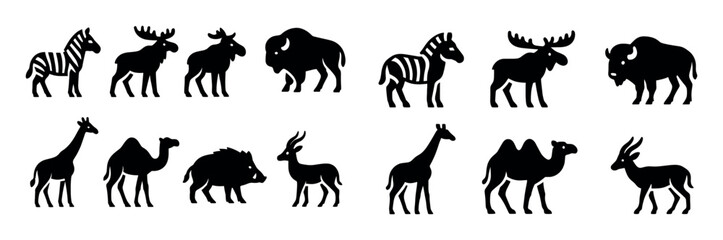 Fototapeta premium Wild Hoofed Animal Icons