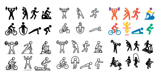 Obraz premium Diverse workout pictograms collection