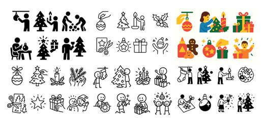 Obraz premium Festive holiday icon collection set