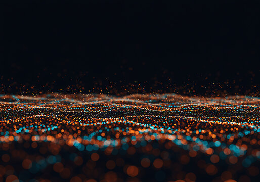 Abstract wave patterns of colorful lights and dark background creating a futuristic and dynamic visual