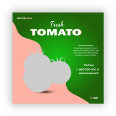 Fresh tomato fruits and vegetables year banner template