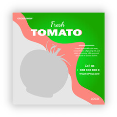 Fresh tomato fruits and vegetables year banner template