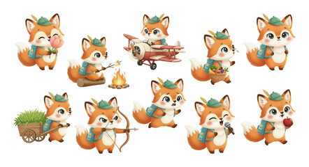 Playful Little Fox Cute Character Illustration Pack