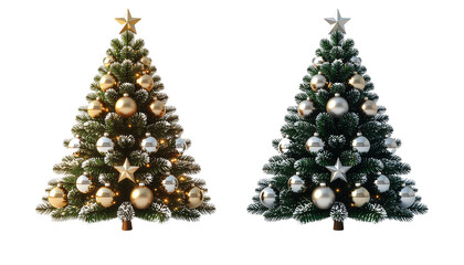 Holiday Tree Celebration Decoration Duo Pack &ndash; isolated on transparent background.