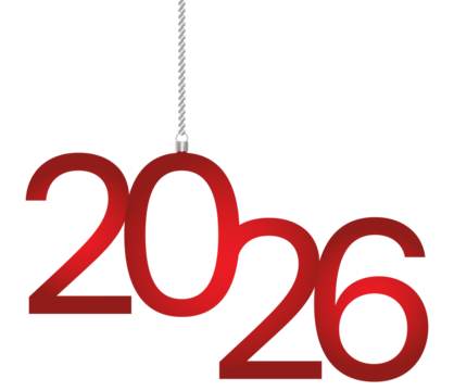 Red silver new year 2026 hanging text number design element