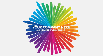 Vibrant radial spectrum graphic with business placeholder text, modern abstract design