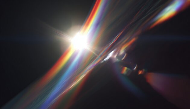 Creating A Rainbow Flare Effect Using Optical Lenses. Harnessing The Beauty Of Light Reflection Through Carefully Positioned Lenses. An Optical Marvel.