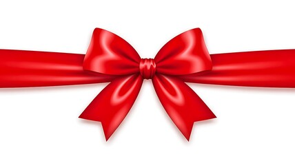 Fototapeta premium Red ribbon bow decoration for festive gift and celebration design 