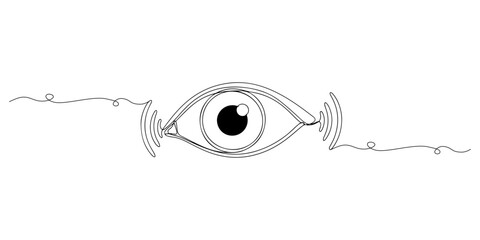 Continuous one line of an eye symbolizing awareness and vigilance in protecting human rights, human rights theme, draw vector illustration.