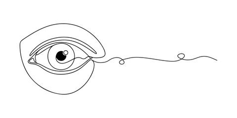Continuous one line of an eye symbolizing awareness and vigilance in protecting human rights, human rights theme, draw vector illustration.