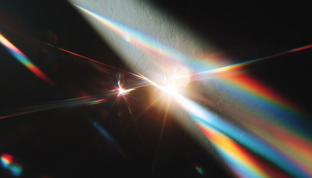 Vibrant Rainbow Lens Glare Effect. A Beautiful Burst Of Light Leaking Through The Lens, Creating A Vibrant Rainbow Effect. A Stunning Visual Display.