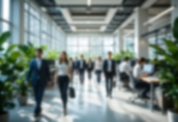 Busy Modern Office Environment with Focused Professionals at Work Blur photo Concept