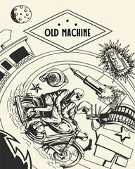 motorcycles vintage retro poster illustration