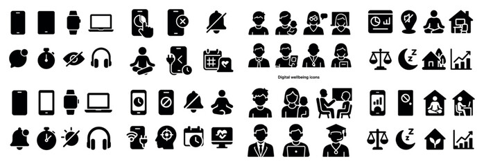 Digital wellbeing icons collection