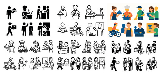 Fototapeta premium Diverse professions illustrated in iconic style