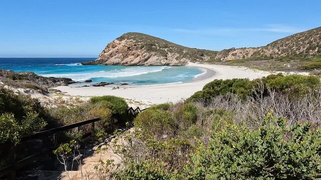 Quoin Head, Western Australia: Remote White Sand Beach and Turquoise Waters Nestled Amidst Rugged Coastal Headlands in a National Park
