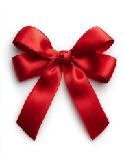 Red Satin Ribbon Bow Isolated on White