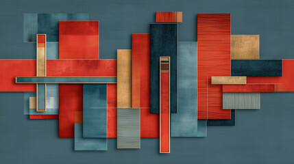 Abstract Geometric Art with Rich Colors and Textures for Modern