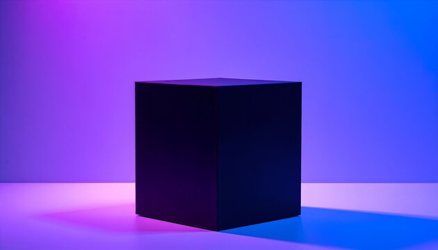 Abstract Cube in Neon Lighting - A Modern Geometric Composition.