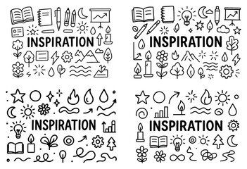 Fototapeta premium Hand-drawn inspirational doodles with symbols
