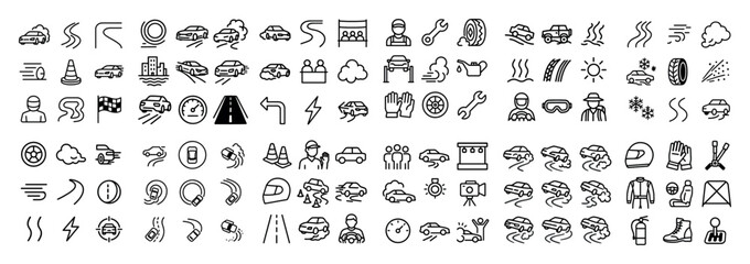 Fototapeta premium Racing icons and symbols collection
