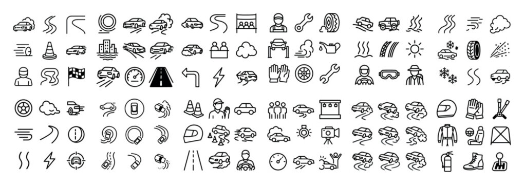 Racing icons and symbols collection