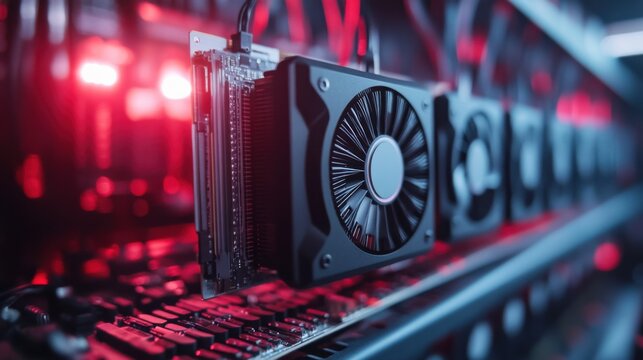 Mining cryptocurrency rigs data centers digital assets tech environment macro view blockchain concept