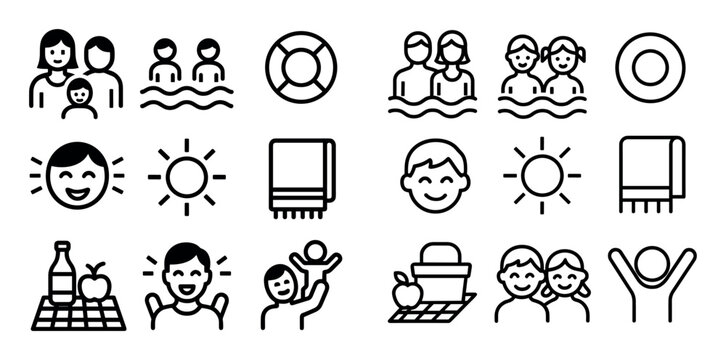 Lake Swimming Icons
