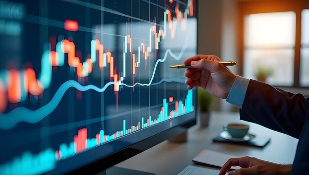 Financial Growth & Stock Market Analysis — Upward Candlestick Trading Chart - Powered by Adobe