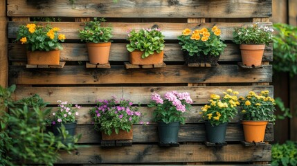 Create diy recycled wooden pallet flower pots home garden how-to guide outdoor elevated view eco-friendly concept