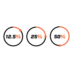 Vector percentage circle icons set, progress bars