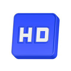 3d rendering icon HD video blue square