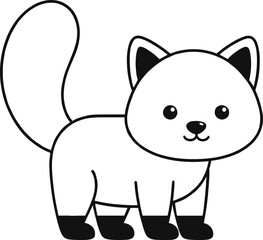 Cute Cartoon Fox Line Art Illustration – Kawaii Baby Animal Outline Drawing, Adorable Fox Vector Isolated on Transparent Background