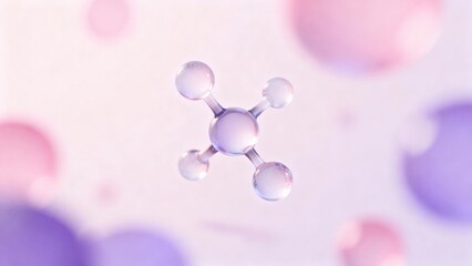 A serene depiction of an allantoin molecule in a soft frosted glass aesthetic, featuring a calming pale pink hue, floating gracefully in a zero-gravity environment.