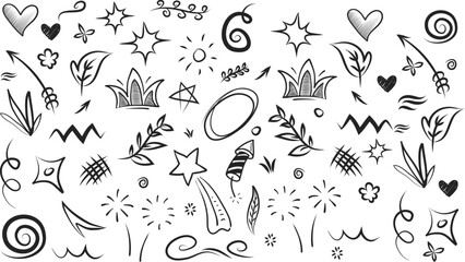 Doodle lines Arrows circles and curves vectorhand drawn design elements 