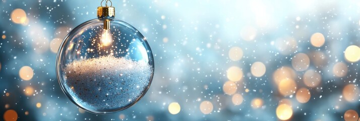 Hanging clear christmas ornament home digital artwork festive environment close-up view snowy concept