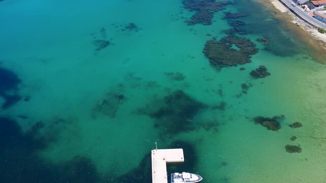 Crystal Clear Waters and Stunning Beach View From Above During a Sunny Day by the Coast. Terrasini, Sicily, Italy