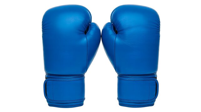 Blue boxing gloves isolated on white background for sports equipment concept
