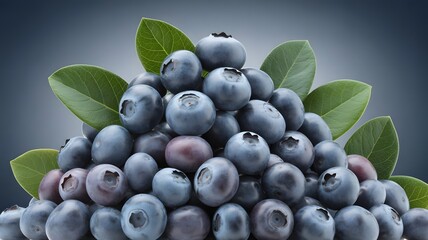 Fresh, blue, and ripe blueberries on a branch in the garden