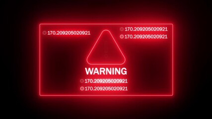 glowing red frame with urgent security warning. digital hud warning error message with glowing text. futuristic red warning interface on black background. - Powered by Adobe