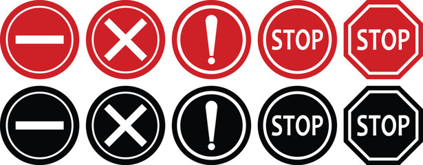 Collection of Stop and Prohibition Traffic Signs
