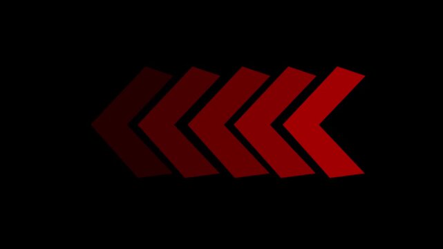 Abstract motion arrow icon animation, looping directional line arrow showing direction flow for overlay video layer and modern UI interface