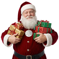 Charming Santa Claus with Intricate Snowflake Medallion.