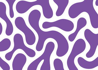 Summer bright retro 60s or 70s background with colorful leaking smooth organic bold lines. Poisonous flashy purple, lilac color on a white background